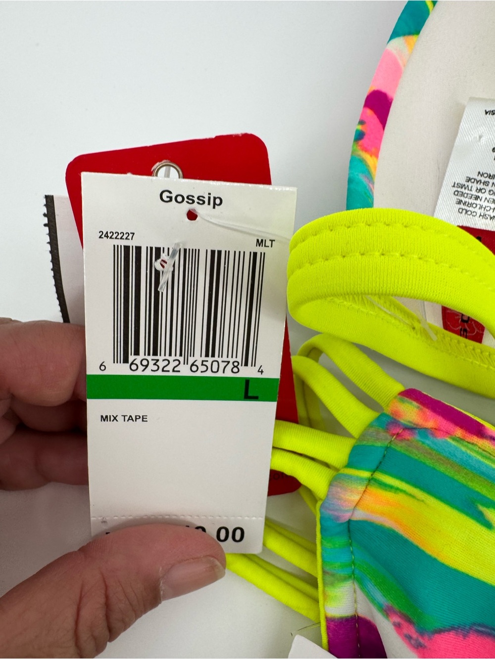 Gossip Neon Yellow Teal & Hot Pink Tie-Dye Bikini set size Large NWT - Picture 9 of 10